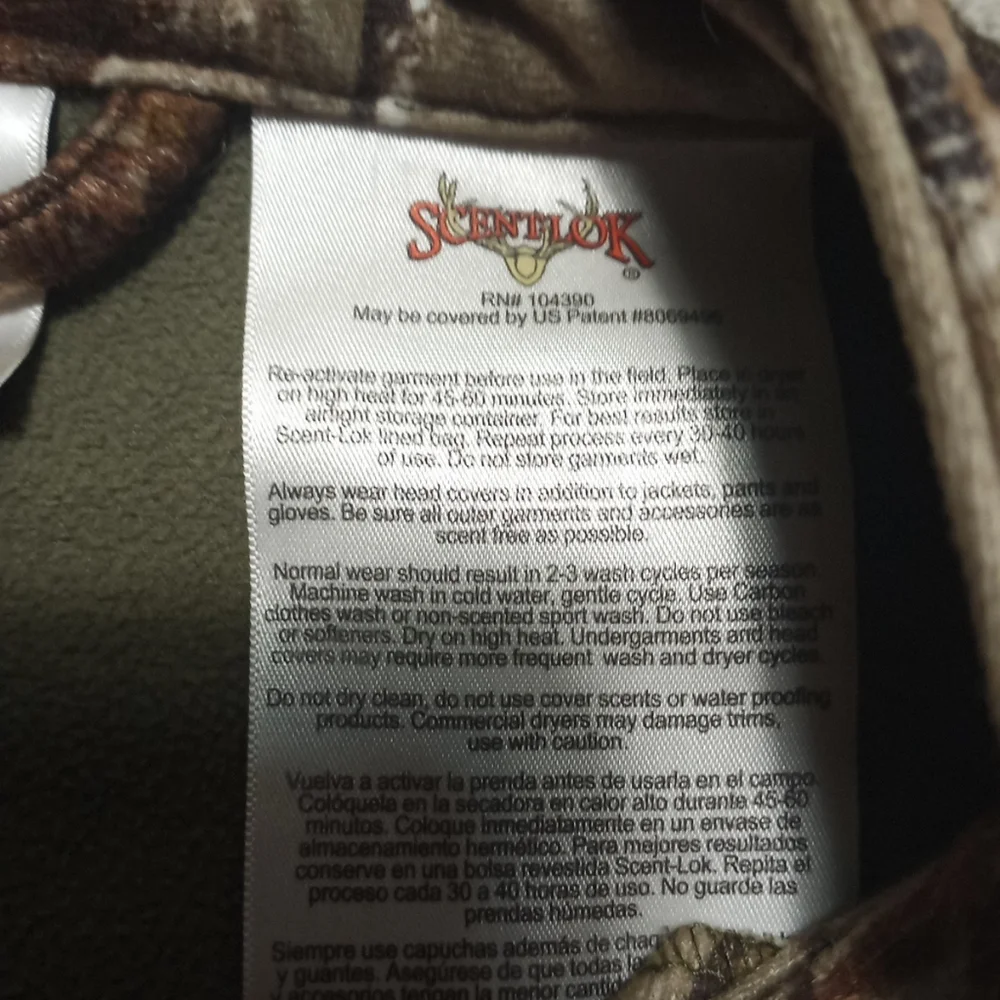 Scent Lok Full Season Base Layer Realtree Fleece Camo Jacket Mens Size Large - Picture 2 of 16